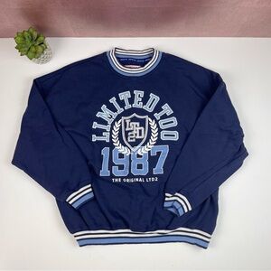 Limited Too Preppy Blue White Long Sleeve Sweatshirt Sweater Girl XL 16/18